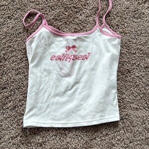 Edikted White and Pink Tank Top with Bow Detail